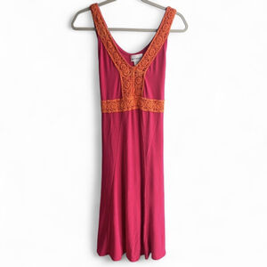 Motherhood‎ Maternity Embroidered Sleeveless Wrap Dress Pink & Orange Women’s S
